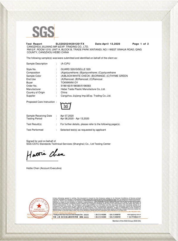 pu raincoat exporters