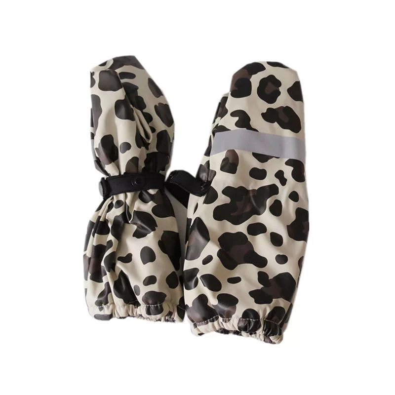 Kids PU Rain Mittens with Fleece Lining